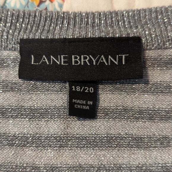 Lane Bryant Silver Metallic Striped Cardigan Wide Ribbed Hem and Cuffs Sz 18-20 - Picture 5 of 9
